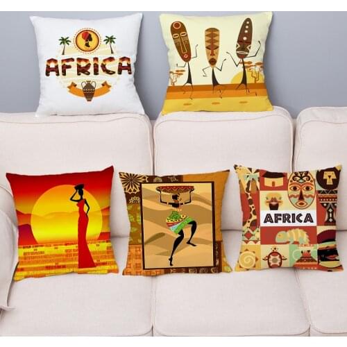 Super Soft Short Plush Throw Pillow Cover Africa Style Cushion Covers 45*45cm Square Pillow Case Sofa Car Home Decor Pillowcase