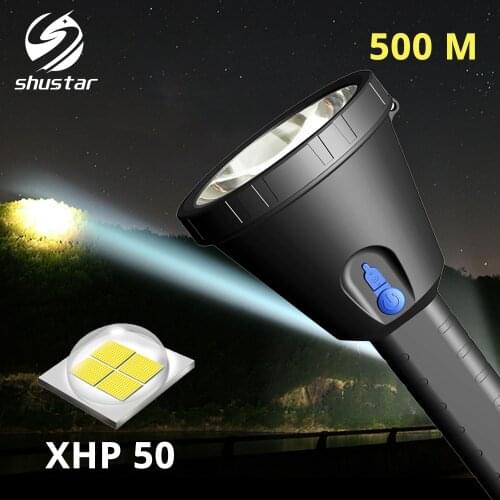 Super bright XHP50 LED Flashlight rechargeable Searchlight waterproof camping light 3lighting modes Used for adventure, hunting
