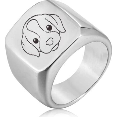 Ufine Fashion Square Ring Viking sign Titanium Steel Mens Ring Cast stainless steel symbol Rings jewelry R070