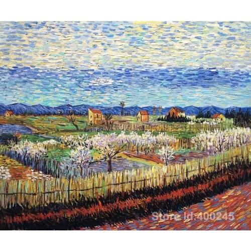 Oil reproduction art by Vincent Van Gogh Peach trees in Blossom Home decor Hand painted High quality