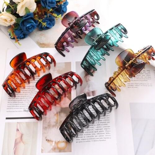 Korean Transparent Mixed Color Acrylic Hair Clips Fashion Barrette Crab Hair Clips Headwear for Women Girls Hair Accessories