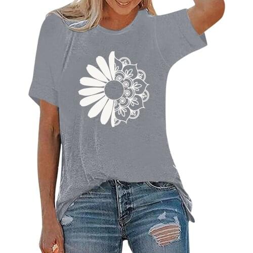 Harajuku Plus Size T-shirts Women Summer Flora Printed Casual T-shirts Short Sleeve O-neck Casual Tops Футболки Оверсайс