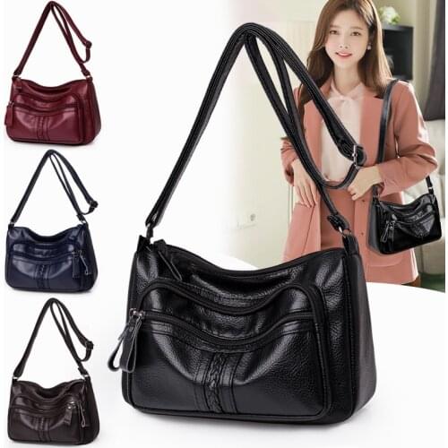 High capacity Women Messenger Bag High Quality Soft Leather Crossbody Shoulder Bags For Women Hobos Multi-pocket Bolsas Feminina