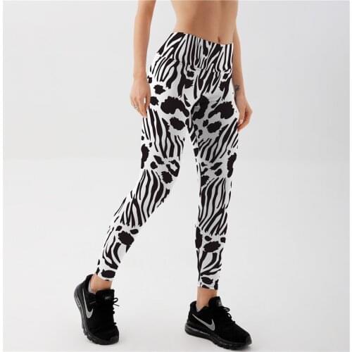 New Arrival Sexy Leggings Women Zebra Pattern High Waist Side Stripes Sporting Fitness Leggings Pants Leggings