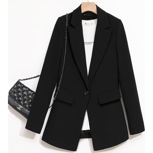 Women 2021 Fashion Slim Wear Single Button Blazer Coat Vintage Long Sleeve Pockets Female Casual Outerwear Chic Tops M-4XL