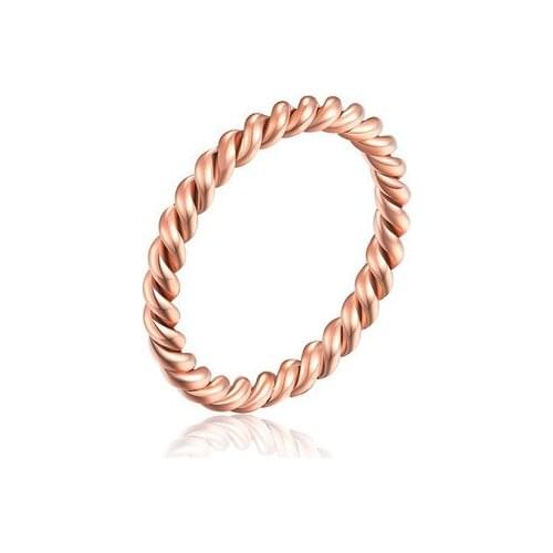 High quality 2.5 mm Fashion Small Rose Gold Color Twisted Stainless Steel for Women Wedding Party Ring jewelry