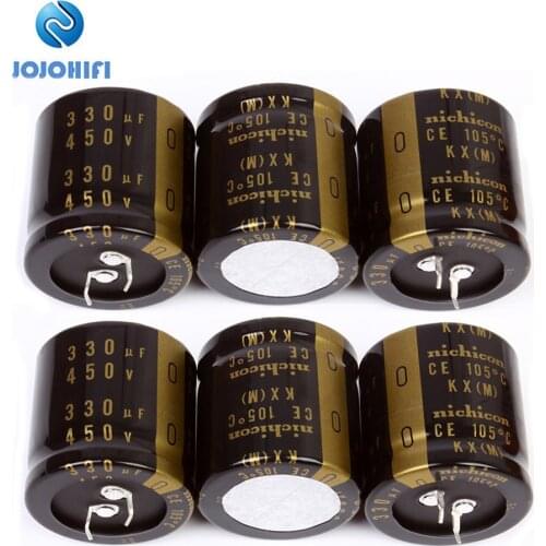 1pcs-6pcs Nichicon 330UF 450V 35x35mm Pitch 10mm 450V/330uf KX Audio Electrolytic Capacitors w/Gold-plated Copper Feet