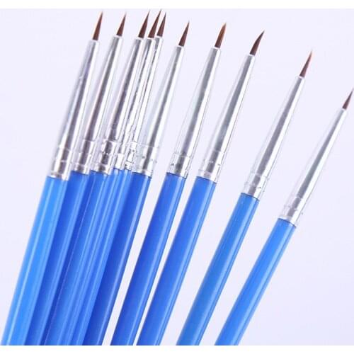 10pcs/Set Thin Art Supplies Hand Painted Acrylic Hook Line Pen Paint Painting Brush Drawing