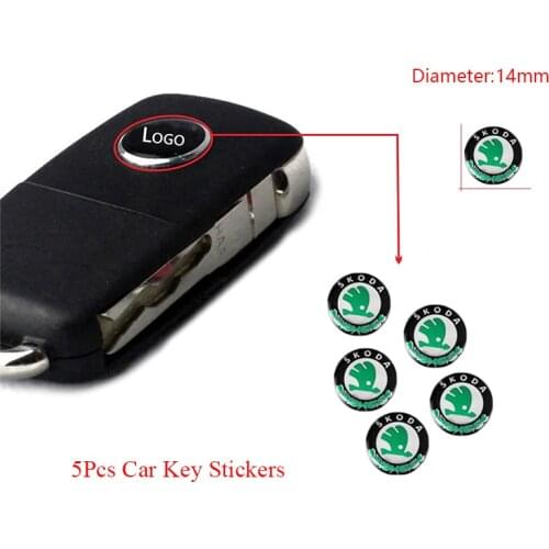 14mm Aluminum Car Remote Key Stickers Auto Emblem Badge Accessories For Skoda Karoq Superb Octavia Yeti Kodiaq Rapid Kamiq Fabia