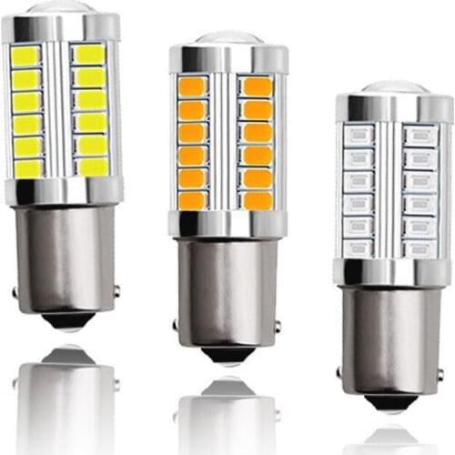 2Pcs 1156 1157 Led Bulb BA15S P21W 33 LED 5630 5730 SMD Car Tail Bulb Brake Lights Auto Reverse Lamp 7443 7440 Red White Color