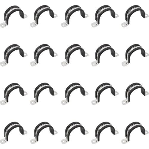 20Pack Clamp,Stainless Steel Cable Clamp,Pipe Clamp,Metal Clamp,Tube Clamp,Rubber Cushioned Insulated Clamp,Tube Holder for Tube