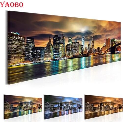 5D DIY Diamond Painting Mosaic Crafts Cross Stitch High Rise Buildings Wall Art City Night View Full Square Diamond Embroidery