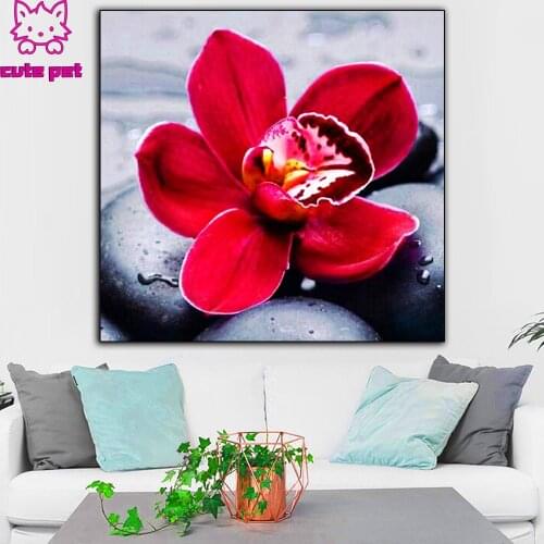 Diamond mosaic Red flower Diamond Painting plant rhinestone pictures embroidery 5d diy full square diamond puzzle new Decoration