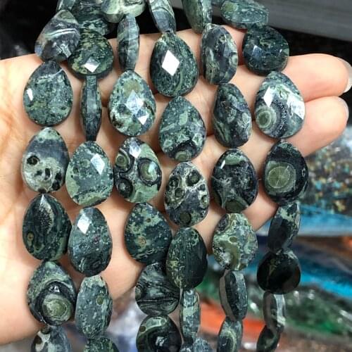 13*18mm Natural Green Malachite Kambaba Faceted Water Drop Shape Loose Spacer Beads For Jewelry Making Diy Accessories Bracelets