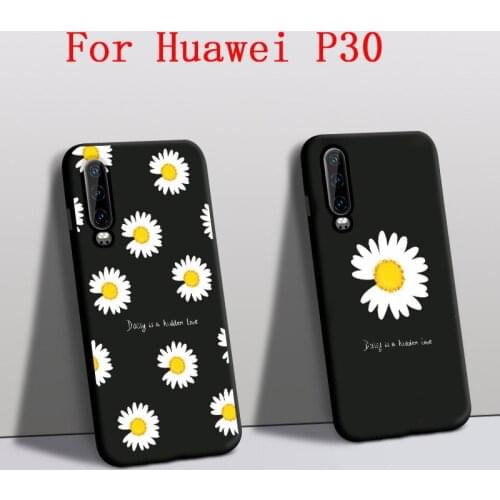 Funda For Huawei p30 case Silicone Protector Rose Daisy Flower Mobile phone cover For Huawei p30 back Cover Black Shell ELE-AL00