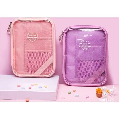 MINKYS New Arrival Kawaii Big Capacity Stationery Storage Bag Glittery Pencil Case Pencil Punch Makeup Bag Gift