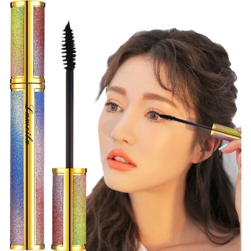 Black Eye Mascara Long Eyelash Slender Brush Curving Lengthening Mascara Waterproof Makeup Eye Cosmetics