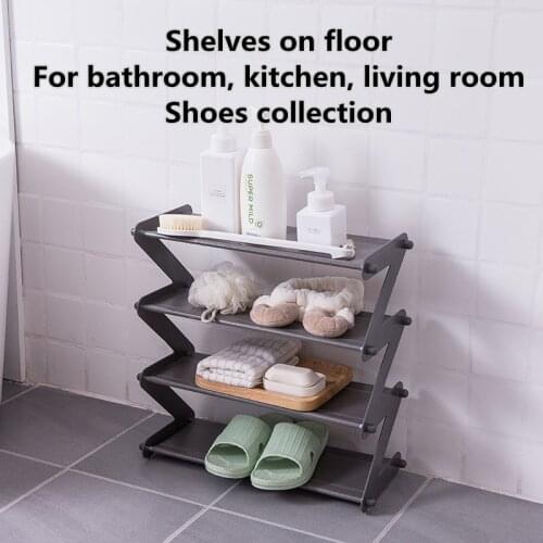 Shoes Holder Spice Racks Books Shelves Foldable Narrow for Kitchen Bathroom Shelf Storage Multi-layer Stand Organizer on Floor