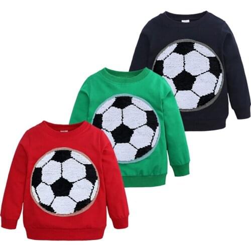 Spring Autumn Children Sequins Sweater Boy Sweatshirts Long Sleeve T-shirts Football Face-changing Kids Top Clothes Boys Tee