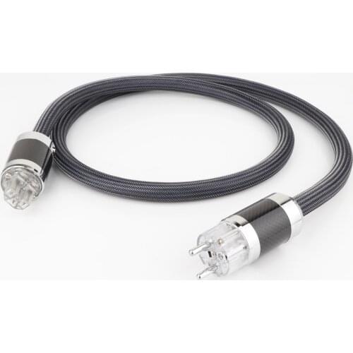Hi-end PCOCC copper AC mians power cable hifi audio EU/US power cord cable with rhodium plated carbon fiber power plug connector