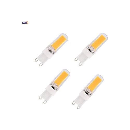 IWHD 4pcs 3W G4 E14 G9 LED Bulb Lamp 220V 240LM Dimmable COB LED G9 220V Corn Bi-pin Lights Warm White White 110v-220v