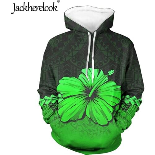 Jackherelook Autumn/Spring Women Hoodies Polynesian Hibiscus Print Hawaiion Flower Pullover Sweatshirts Tracksuits Jackets Mujer