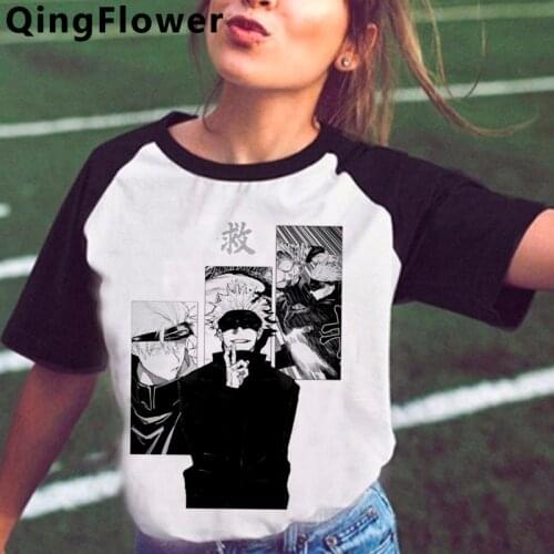 Jujutsu Kaisen Gojo Satoru Yuji Itadori tshirt female 2021 plus size white t shirt grunge clothes vintage