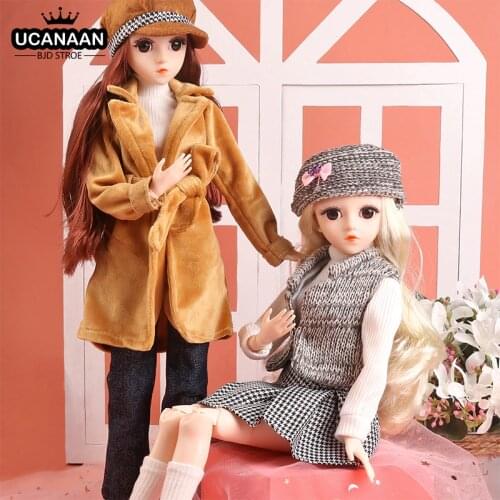 1/4 BJD Doll 45CM 18 Ball Jointed Dolls With Full Fashion Outfits Clothes Set Hat Shoes Wig Makeup Girls DIY Dress UP Toys