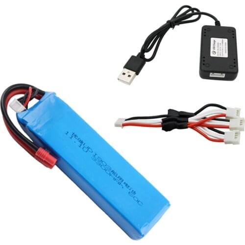 11.1V 3300mAh lipo battery and charger set for large capacityRC boat battery for UDI 903/908 brushless speedboat model aircraft