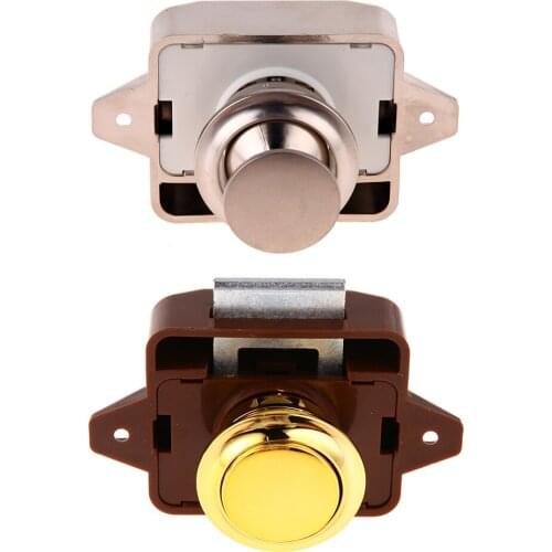 Mini Push Lock Button Catch Lock Cupboard Door Knob Camper Caravan Motorhome RV Cabinet Drawer Push Latch Lock Hardware 1PC