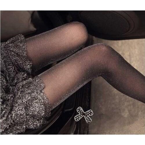 Fashion Tights for Women Stockings Sexy Sheer Pantyhose Shining Black Color