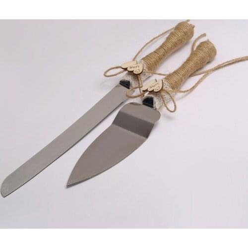 2Pcs Rustic Wedding Cake Knife and Server Set Stainless Steel Pie Knife Cake Spatula Baking Tool Country Style Cake Cutter Sets
