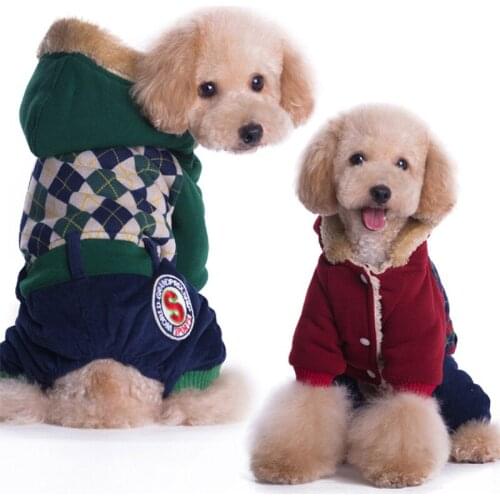 Autumn Winter Warm Pet Dog Clothes Four-legs Hoodie Soft Cotton Jackets Puppy Dog Clothes Clothes 5 Size