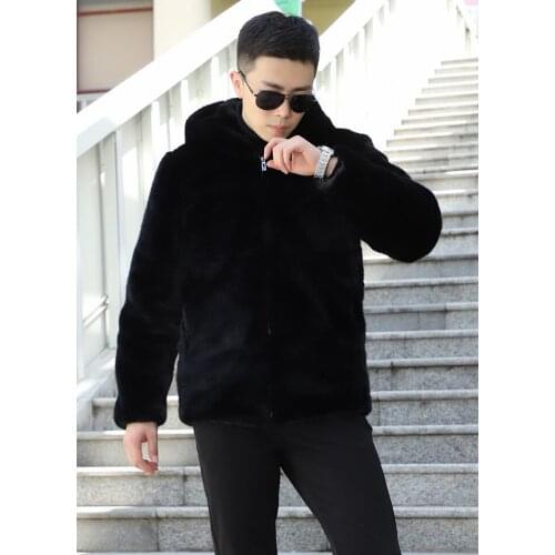Autumn short faux mink leather jacket mens winter thicken warm black fur leather coat men jackets jaqueta de couro fashion B74