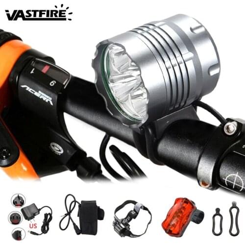 10000LM 5X XML T6 LED Front Bicycle Light Bike Headlight Lamp with Tail light+16000mAh Battery Set