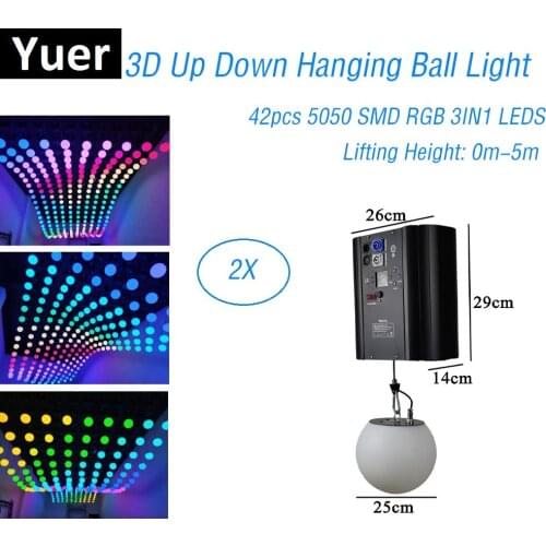 Free Shipping 0-5 Meter 3D Up Down Hanging LED Ball Light DMX Control Dj RGB Colorful Led Lift Ball Kinetic Lighting Magic Ball