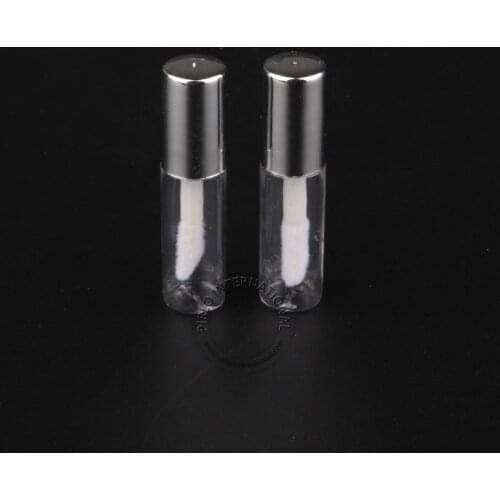 1ml Mini Empty Lipstick Tube 1cc Lip Balm Bottle Plastic Container For Lip Gloss With Brush+ Silver Lid Sample Jar 30pcs/lot