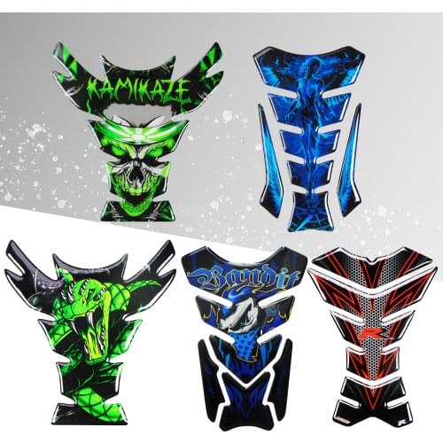 Recrist Universal Motorcycle Tank Pad Protector 3D Creative Dragon Fishbone Decal Sticker for ZX6R Ninja Cbr Gsxr Free Keychain