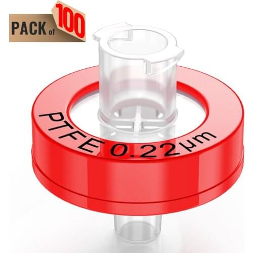 Syringe Filters,PTFE Membrane 0.22μm Pore Size,13mm Diameter,100 Pcs by Ks-Tek