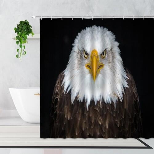 Animals Pattern Owl/Eagle Shower Curtains Washable Fabric Printing Decor Curtain Background Waterproof Bathtub Screen With Hook