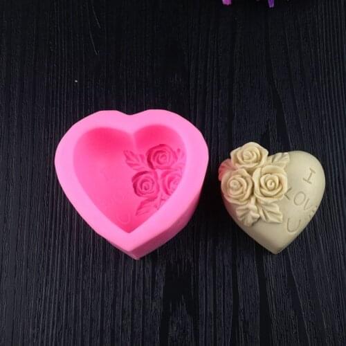 I LOVE YOU Letters Silicone Fondant Mold Rose Love Heart Shape Chocolate Mould Wedding Cake Decorating Tool Cake Baking Mold