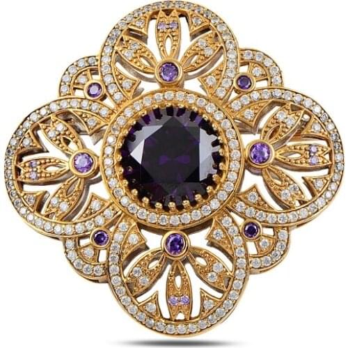 Silverlina Silver Zircon Stone Authentic Brooch