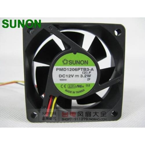 For Sunon PMD1206PTB3-A DC 12V 3.2W 3Wire 6038 60x60x38mm DC Brushless Blower Fan