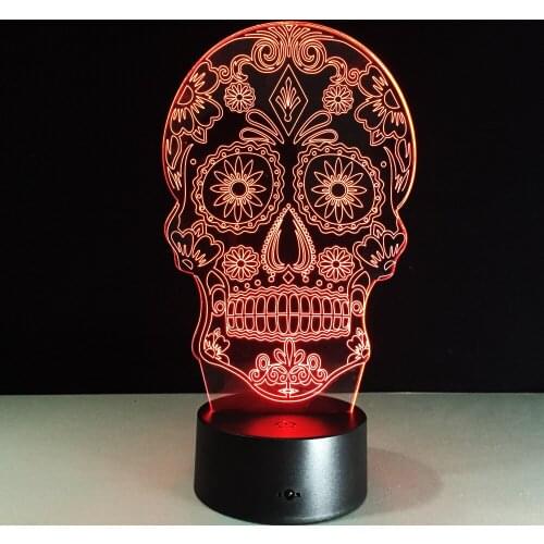 Luminarias Night Light 3D LED Lamp Skull 3D Lights Childrens nightlight Visual Led Night Light Illusion Mood Lamp 7 Colors Lamp