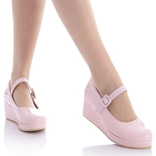 Mary Jane Platform Wedges Shoes for Women Medium Heels Sweet Lolita Kawaii Cosplay Shoes Woman Pumps Japanese School Girls Shoes