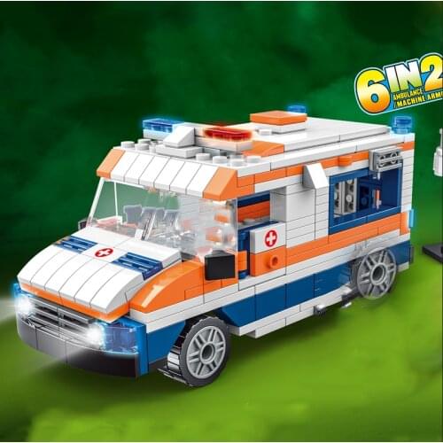 Military series World War II Battlefield Medical ambulance DIY model Building Blocks Toys Gifts