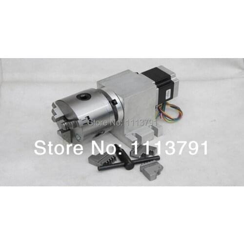 CNC Router Rotational Axis, the 4th Axis, A axis for the engraving machine,100mm 3-jaw Scroll Chuck ( With harmonic gear box)