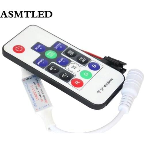 WS2811/WS2812B Led RGB Pixel Controller DC5V-24V 14key/17key Remote RF Wireless Mini Controller 3pin Digital Strip Light Tape