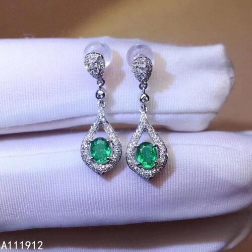 KJJEAXCMY fine jewelry natural Emerald 925 sterling silver women earrings new Ear Studs support test luxury hot selling