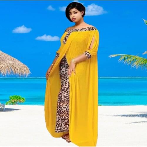 2021 Summer Leopard Loose Bodycon Fashion Outdoor WomenMaxi Dress Leisure Patchwork Strapless Sexy Ethnic Style African Vestidos